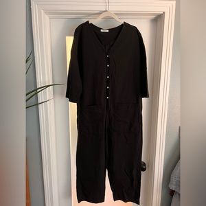Cropped jumpsuit, cotton, black, size 6/8